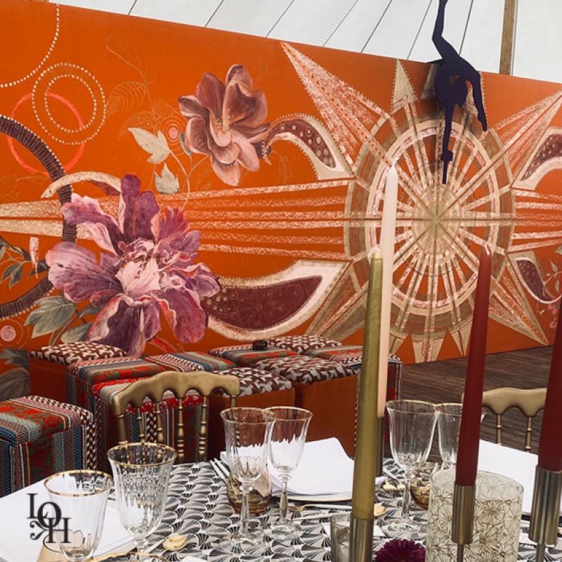 Fresque sur tissus-mise en situation